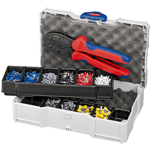 Kit d'outils de sertissage de fils KNIPEX avec embouts et connecteurs de câbles assortis pour applications de câblage électrique - Product Image 1