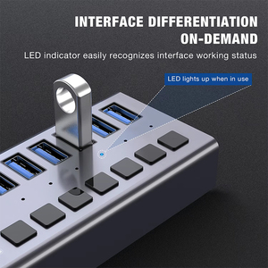 Acasis Chất Lượng Cao 7 Port USB3.0 Hub Sạc + Truyền Dữ Liệu 36 Wát 12V 3A Superspeed 5Gbps USB Extender Phụ Kiện Máy Tính - Product Image 5