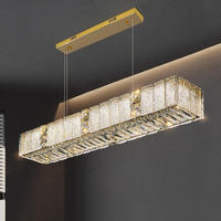 Lustre long en cristal émaillé de luxe, lampe suspendue pour salle à manger, comptoir de bar, lustre en verre moderne, villa, salon, lumière LED créative en forme de ligne