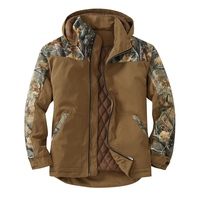 Veste de chasse d'hiver en plein air Veste en coton camouflage avec imprimé patchwork Veste à capuche à manches longues avec fermeture éclair Vêtements d'extérieur