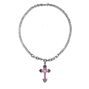 Collar de Acero de Titanio con Cruz Rosa, Colgante Geométrico, Estilo Moderno para el Día a Día, Verano 2023, Origen Yiwu - Product Image 5