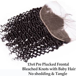 Lace Frontale HD Transparente 13x4 de Haute Qualité, Pré-Pluckée, 100% Cheveux Humains, <span class=keywords><strong>Ligne</strong></span> de Cheveux Naturelle, Fermeture en Dentelle 4x4 avec Baby Hair - Product Image 5