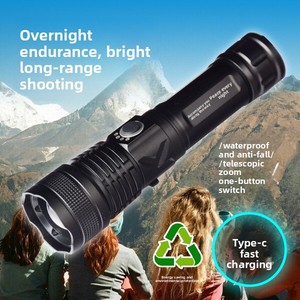<span class=keywords><strong>Linterna</strong></span> LED de Aleación de Aluminio Recargable por USB Tipo-C, de Alta Intensidad y Largo Alcance (100-200m), <span class=keywords><strong>con</strong></span> Protección IP20, para Fuerzas Especiales - Product Image 1