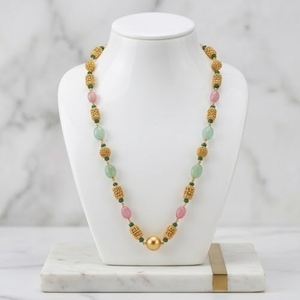 Collar Mala Antiguo de Plata 925 con Cuentas de Piedras Preciosas en Tonos Pastel, Cadena Larga Tradicional, Joyería Étnica para Mujer - Product Image 3