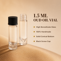 Flacon testeur de parfum en verre à fond conique de 1,5 ml pour huiles essentielles, avec col vissé, emballage d'échantillon OEM sous marque privée