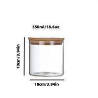 Récipient de stockage en verre avec couvercle en bambou sans trou pour épices, condiments, produits secs - Design minimaliste écologique, capacité de 0,5 à 2 L