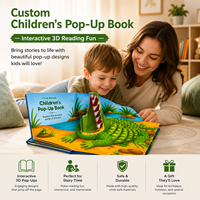 Livre pop-up pour enfants avec reliure spirale personnalisée, couverture rigide, histoire d'animaux en 3D, pour la lecture préscolaire, cadeau, carton imprimé numériquement