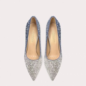 Scarpe da Sposa Eleganti con <span class=keywords><strong>Tacco</strong></span> a Spillo 12cm, Paillettes Rosa Sfumate Argento, Punta Affusolata, Taglia Grande 46 - Product Image 3