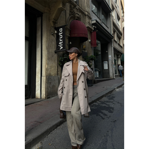 Gabardina Corta de Mujer Estilo Casual Tejida con Manga Larga y Protección Contra el Viento para Otoño - Product Image 5