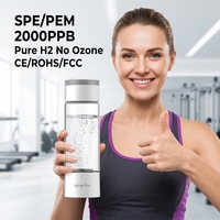Bouteille d'eau hydrogénée sportive 420 ml, technologie SPE PEM, 2000 PPB, haute concentration, ioniseur d'eau hydrogénée portable pour la salle de sport et les voyages