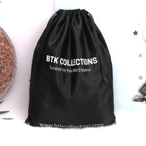 Bolsa de satén negra al por mayor OEM con logotipo personalizado, para ropa, cabello, pelucas, embalaje, bolsa de seda antipolvo - Product Image 3