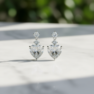 E3675 Orecchini pendenti a forma di cuore in argento 925 placcato oro giallo con montatura a griffe per donna, gioielli romantici con cristalli per matrimonio - Product Image 2