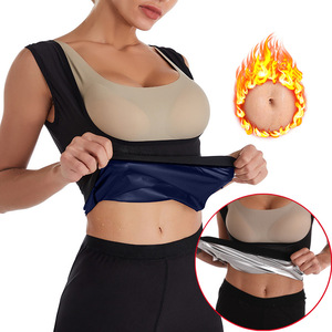 Débardeur <span class=keywords><strong>de</strong></span> sudation push-up en U pour femme, gilet <span class=keywords><strong>de</strong></span> sudation thermo-rétente, gainant, argenté/bleu, pour l'entraînement et l'exercice - Product Image 1