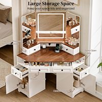 Coiffeuse d'angle moderne en gros avec miroir lumineux, 6 tiroirs et 3 réglages d'éclairage à intensité variable pour chambre à coucher