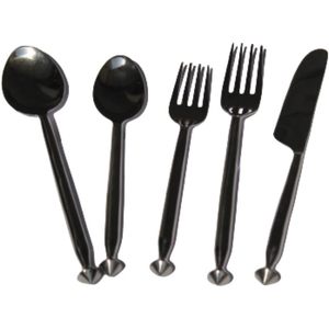 PARIJAT Handicrafts Premium Cutlery Set 5 Pcs Flatware Powder Coated Stainless Steel Includes 2 Spoons 2 Forks 1 Knife <b>Utensil</b> - Product Image 1