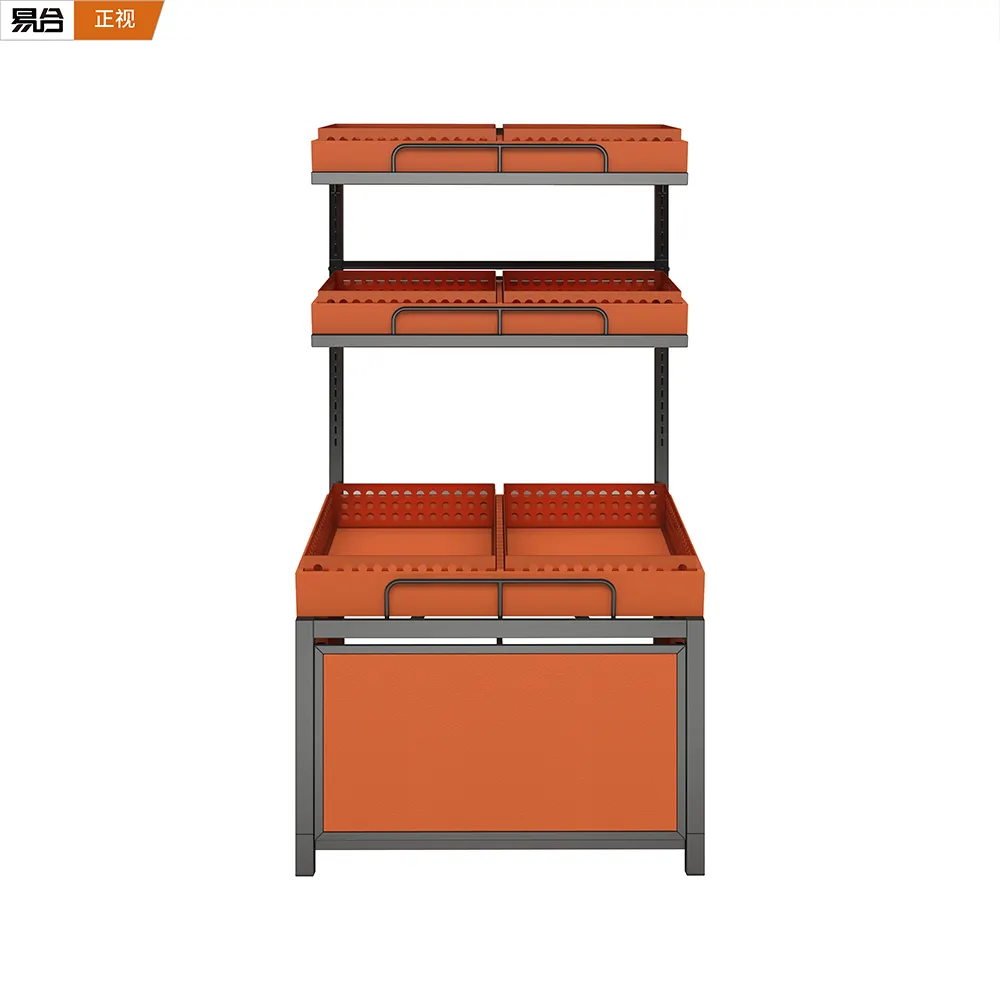 Großhandel gute Qualität Supermarkt Regal Heavy Duty einseitige Obst & Gemüse Display Stand Racks mit 3 Schichten