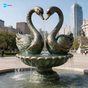 Romantik Büyük Ölçekli Modern Soyut Sanat Dev Bronz Kuğu Kalp Heykeli Çeşmesi Dış Mekan Dekorasyonu İçin - Product Image 3