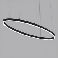 Luminaire en aluminium noir pour magasin, lampe de magasin, diamètre 450 mm, 32 W, luminaire linéaire circulaire pour escalier, suspension LED circulaire