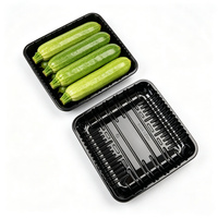 Wegwerp PET plastic bakje zwart vierkant voedsel groente fruit container voedselverpakking supermarkt groothandel