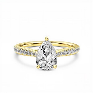 Modern Round and Pear Lab Grown Diamond Two Stone <b>Ring</b> with 0.25 Carat Round and 1.00 Carat Pear in 925 Sterling Silver 10K 14K - Product Image 6