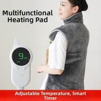 Coussin chauffant électrique multifonctionnel, contrôle de la température à 12 niveaux, minuterie à 6 vitesses, chauffage rapide, massage du dos/de la taille/de la personnalité