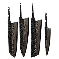 Amber Black Hammer Damascus Blade Knife Set VG10 Copper Damascus Kitchen Knife Blank Set Blanks