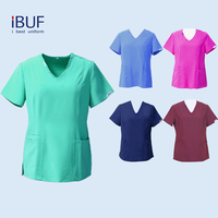 Tenues médicales unisexes IBUF respirantes et confortables avec deux grandes poches en polyester/spandex