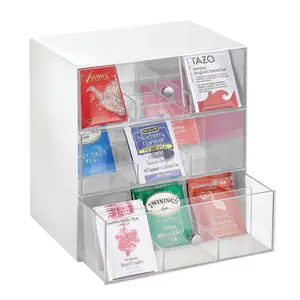 Контейнер-органайзер из ПММА с 3 ящиками, прозрачная акриловая коробка для чайных пакетиков, пакетиков для сахара, кофе, офисной кладовой, кухни