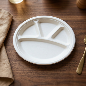 Assiette jetable ronde de 11 pouces en bagasse naturelle compostable, plateau de service écologique en fibre de canne à sucre, vente en gros - Product Image 4