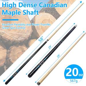 Taco de <span class=keywords><strong>billar</strong></span> profesional de arce canadiense de 58 pulgadas al por mayor con punta de 13 mm y unión de acero inoxidable para el hogar, club o <span class=keywords><strong>bar</strong></span> - Product Image 3