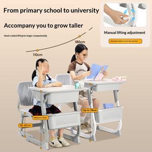 Conjunto de Silla y Escritorio Escolar Económico, Ajustable en Altura, con Marco Metálico, <span class=keywords><strong>para</strong></span> Niños, <span class=keywords><strong>para</strong></span> Aulas - Product Image 4