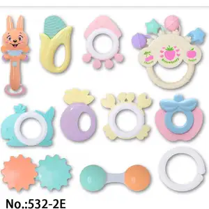 Chinese toys supplier infant baby toy gift 3 months above cartoon image 11PCS baby rattle teether toys