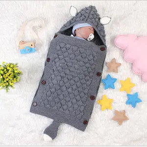 Herbst und Winter Baby gestrickt Schlafsack Neugeborenen Knopf Kick-Proof geste ppte Baby Foto Requisiten Schlafsack