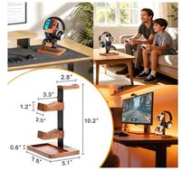 Support de manette en bois massif personnalisé, support pour casque, support de manette de jeu pour bureau, organisateur de manette double