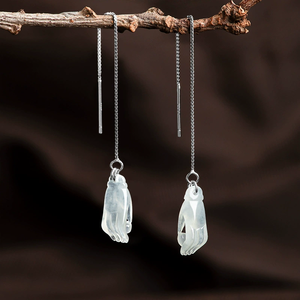 Pendientes de Jade Natural Genuino Grado A - Plata S925 con Jade Tipo Hielo Suave para Mujeres a la Moda - Product Image 1