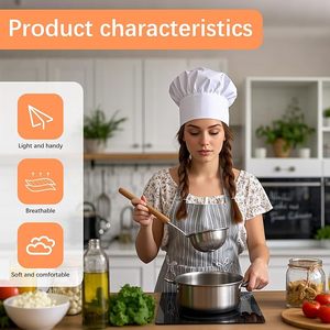 <strong>Chef</strong> <strong>Hat</strong> for Adult Adjustable Custom logo High Quality Elastic Poly-Cotton Kitchen Wholesale Cooking Cap <strong>Chef</strong> <strong>Hats</strong> for Unisex - Product Image 5
