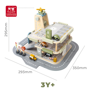 Children's Large Three-Storey <strong>Wooden</strong> Playhouse with <strong>Car</strong> Sliding Track and Aircraft Lifting <strong>Toy</strong> Assembled Slot <strong>Toys</strong> for Kids - Product Image 3