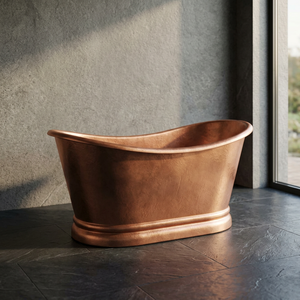 Baignoire ovale autoportante de luxe en cuivre patiné sans couvercle pour adultes - Artisanat indien - Product Image 3