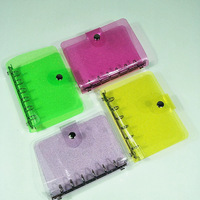 Carnet A5 A6 A7 avec couverture en PVC et métal pailleté, classeur rechargeable à 6 anneaux, fermeture à bouton-pression, classeur à feuilles mobiles