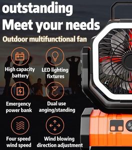 <b>Battery</b> <b>Operated</b> Camping Fan 20000mAh Portable Outdoor Fan with LED Light and Remote Control - Product Image 2
