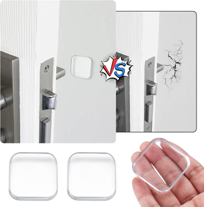 车门限位器墙壁保护器、透明方形门把手墙壁护罩、软橡胶门把手保险杠，具有强自粘力 - Product Image 3