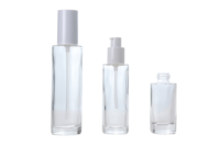 Ensemble de soins de la peau rose dégradé de couleur personnalisé de haute qualité emballage bouteille en verre de lotion vide rose avec bouchon