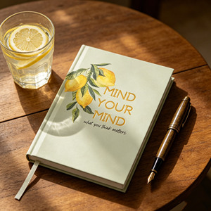 Mind Your Mind Hardcover Diary With Lemon Design Green Cover Sewing Binding Digital Printing Gift Journal - Product Image 5