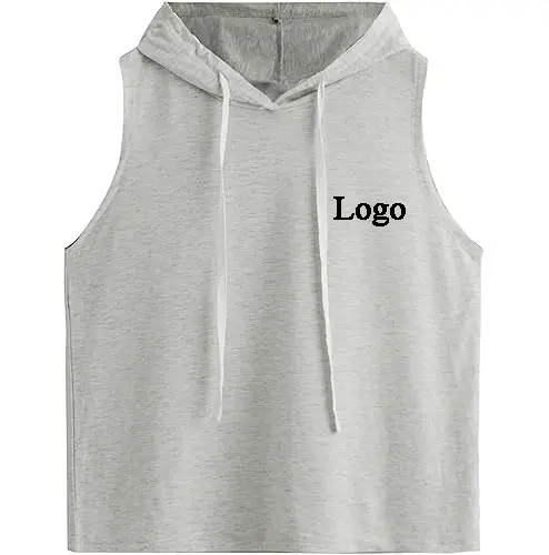 Women's Summer Sleeveless 100% Polyester Hooded Tank Top T-Shirt for Athletic Exercise Relaxed Breathable