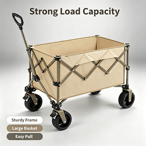 Collapsible Folding Camping Wagon Portable Outdoor Hand Cart for <b>Picnic</b> Market Stall Grocery Shopping - Product Image 4