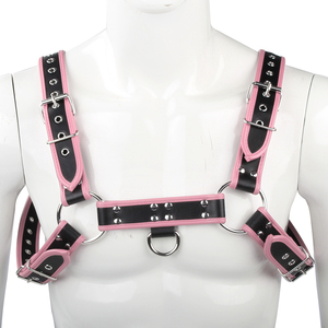 Verstellbarer BDSM Fetisch Gay PU Brustgurt Bondage-Riemen Rosa und Weiß MUQU Marke Gay-Bekleidung - Product Image 2