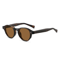 Lunettes de soleil unisexes de qualité supérieure, monture ronde en Tr90, protection UV400, monture CP Rice Nail, couleur marron, Occhiali Da Sole