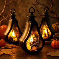 Lanterne citrouille écologique pour Halloween, château de sorcière, bouilloire, lampe à bougie sans flamme pour décoration intérieure, accessoire de fête, cadeau