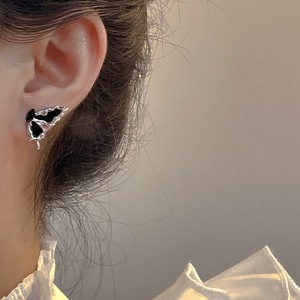 Ánh Sáng Sang Trọng Có Thể Điều Chỉnh Chỉ Số Ngón Tay Nhẫn Không Đối Xứng Màu Đen Bướm Vòng Tua Vòng Cổ Stud Bông Tai Cho Phụ Nữ - Product Image 5