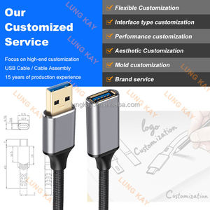Cable de Extensión USB 3.0 LUNG KAY de 1m 2m 3m, Transferencia de Datos a 5Gbps, Tipo A Macho a Hembra, Revestimiento de Nailon, para Teclado, Ratón, Cámara - Product Image 4